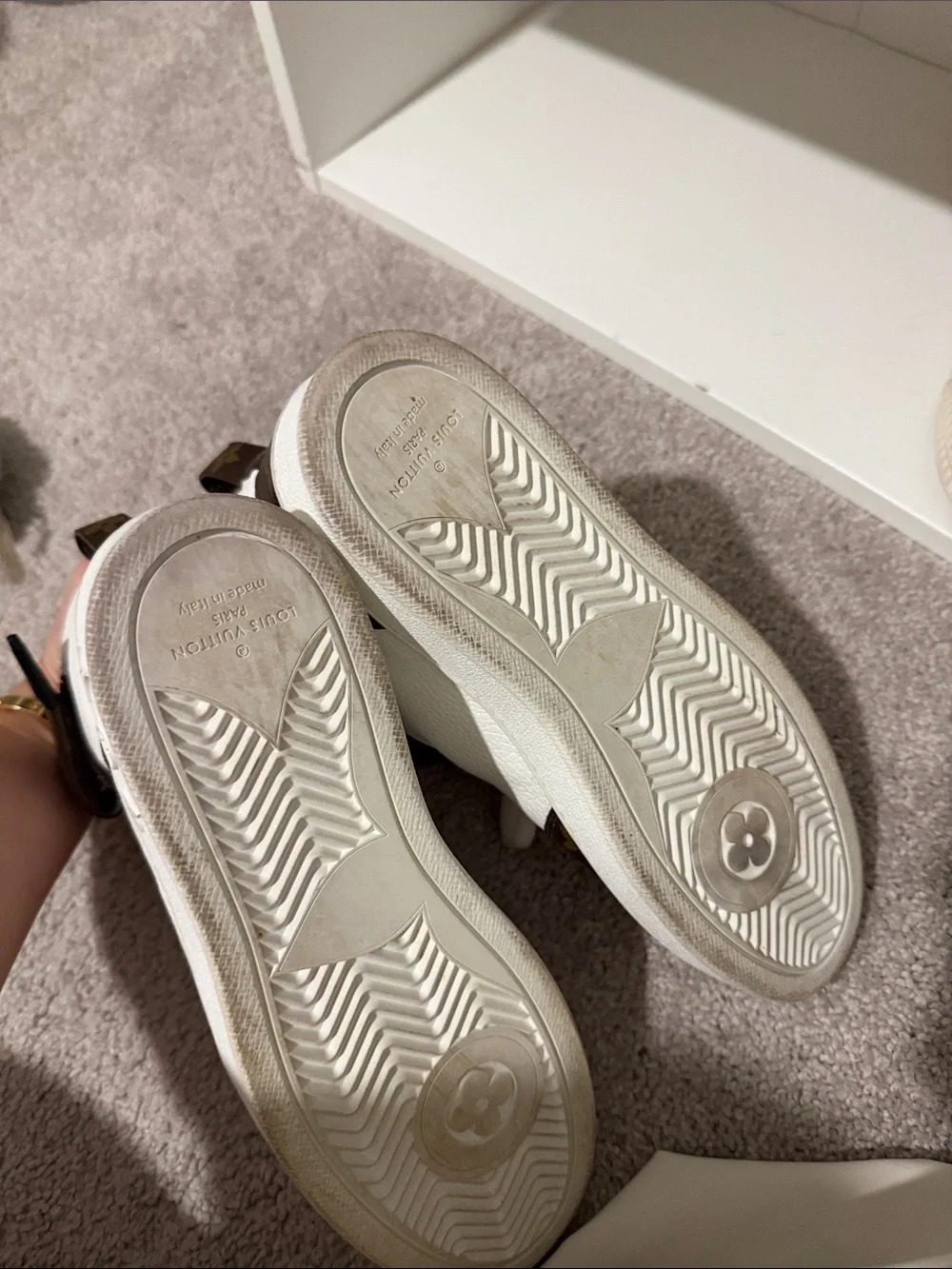 Louis Vuitton White & Brown Monogram High-Top Sneakers